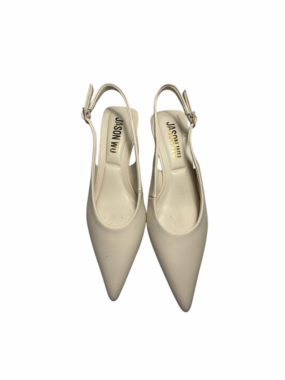 Jason Wu Cream Pointed Toe Leather Slingback Heels Sz 8
